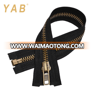 YAB 8# Open-End Customized Logo Metal Gold Teeth Zippers For Wholesale